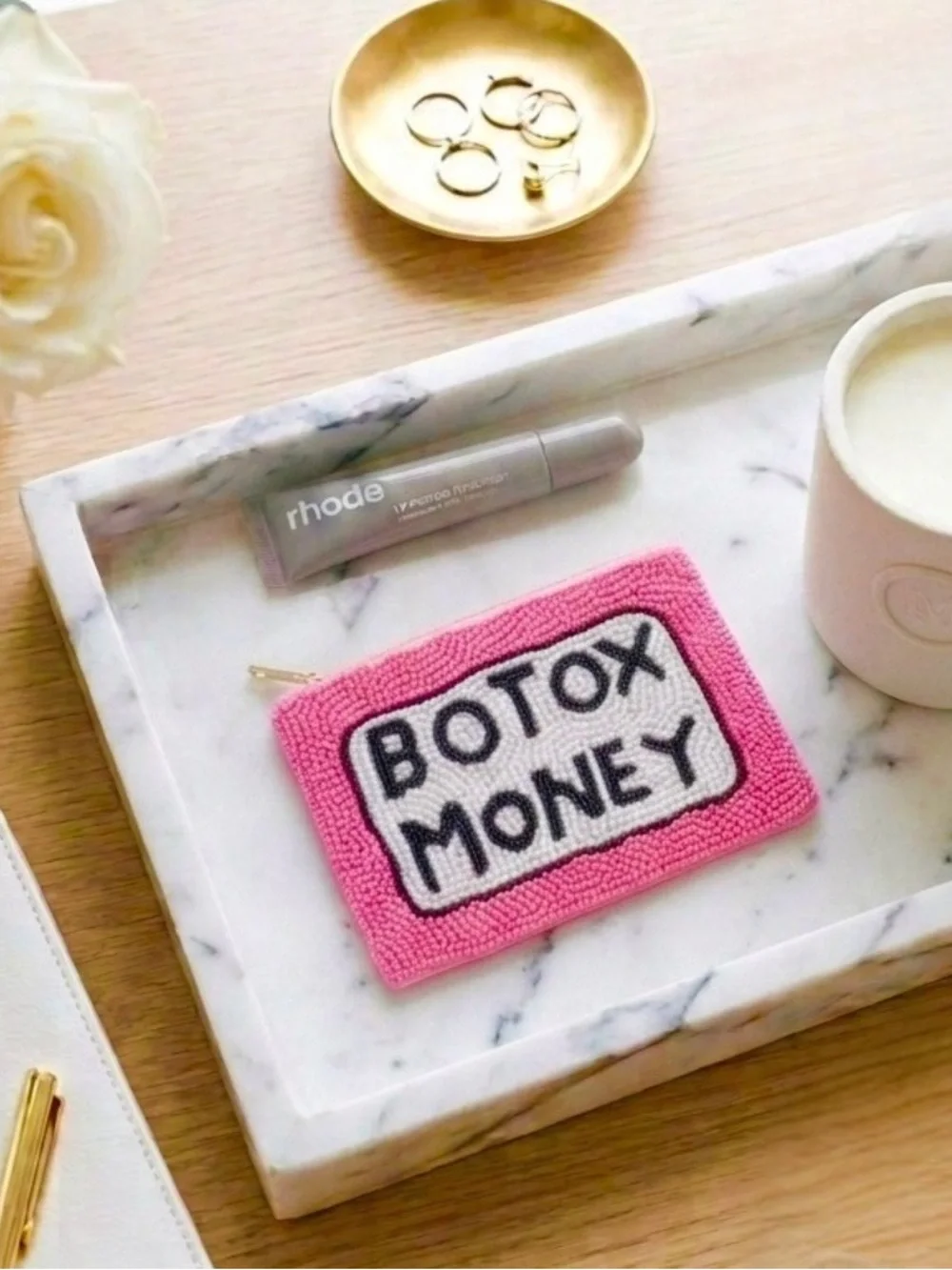 Botox Money Pink Handmade Beaded Coin Purse Coquette Funny Gift Girly Bag Y2K